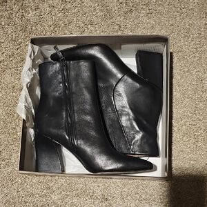 Franco Sarto Black Heeled Boots Sleek and Stylish